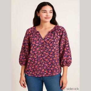 Tribal Jeans Co. Floral Peasant Top Oversized Size Small NWT